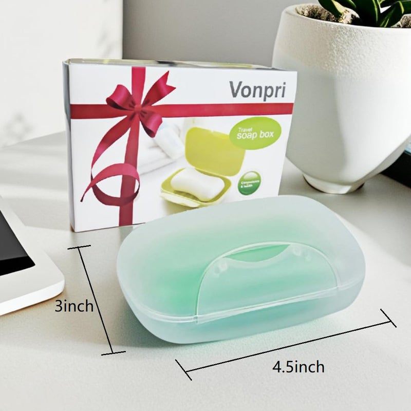 Vonpri Soap Box Holder  2-Pack Soap Dish Soap Savers Case Container for Bathroom Camping Gym Vonpri (Clear) - Image 5